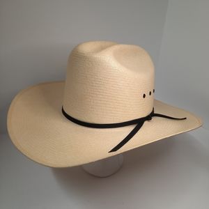 Stetson XXXX Straw Hat Size 7.5 60 Natural Durastraw Western Cowboy Black Tie